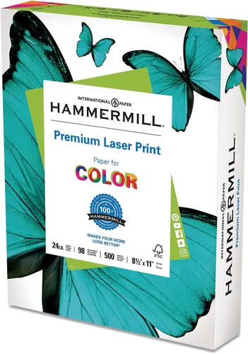 HP Papel de oficina con impresión láser, brillo 98, 24 libras, 8-1/2 x 11, blanco, 500 hojas/Rm
