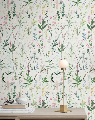 JiffDiff Papel tapiz floral para despegar y pegar, papel de pared autoadhesivo para armarios del hogar, dormitorio, encimera de cocina, papel