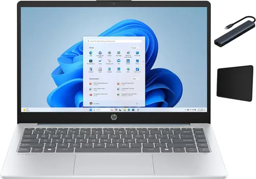 HP Computadora portátil empresarial HD de 14 pulgadas, AMD Athlon 7120, 4 GB de RAM, SSD de 256 GB, batería de larga duración, azul claro lunar,