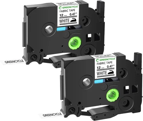 GREENCYCLE Paquete de 2 cintas de tela TZe-FA231 compatibles con Brother P-Touch cinta de etiquetas de tela termoadhesiva de 0.472 in 0.47 pulgadas,