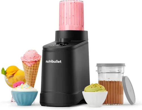 nutribullet Chill Máquina para hacer helados, para gelato, sorbete, yogur congelado, cuencos de batidos, tamaño compacto, (2) aptos para Negro