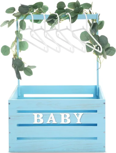 Barydat Armario de madera para baby shower, cesta de bebé con asa, cesta personalizada, cestas de fácil montaje para niños recién nacidos, regalo de