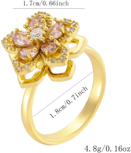 Vista 13 de Sunflower Ring Spinning Fidget Rings for Anxiety Open Adjustable Spinner Sun Ring Creative Relieving Stress Rotating Jewelry