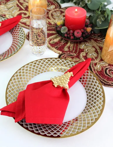 Vista 6 de COTTON CRAFT Servilletas rojas de Navidad, paquete de 12 servilletas de Rojo navideño