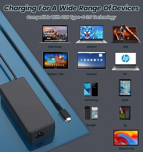 Cargador USB-C de 100 W, cargador rápido universal compatible con Lenovo Thinkpad/IdeaPad/Yoga MacBook Pro, MacBook Air, iPad Pro, iPhone 14,