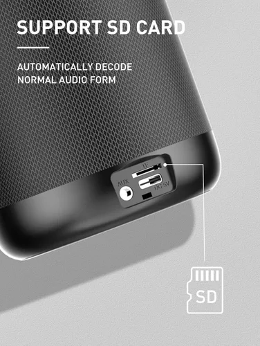 Vista 6 de MANTO Altavoz Bluetooth, altavoz inalámbrico portátil impermeable IPX5 con 12 horas de reproducción, Bluetooth 5.0 y reproducción de tarjeta TF