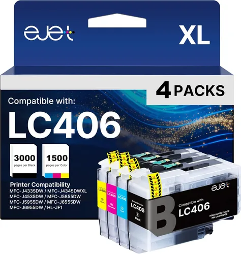 LC406 - Cartuchos de tinta para impresora Brother LC406XL LC406 Reemplazo para cartuchos de tinta Brother LC406 Uso con impresoras MFC-J4335DW