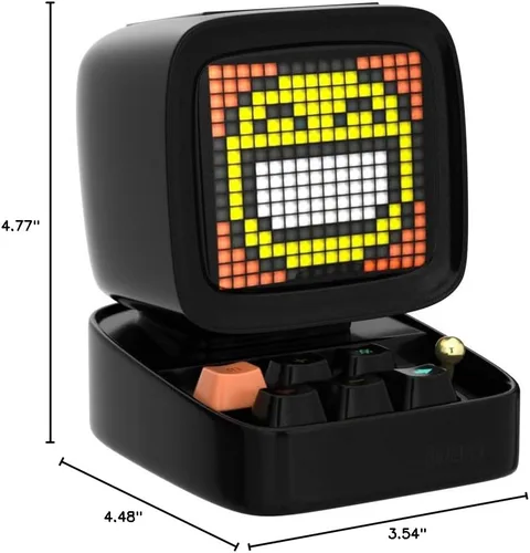 Vista 11 de Divoom Ditoo - Altavoz Bluetooth retro de arte pixelado con pantalla frontal de 16X16 LED controlada por aplicación (color negro)