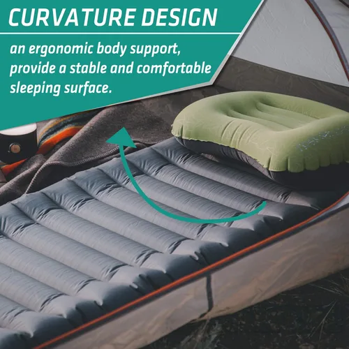 Vista 4 de TREKOLOGY UL80 - Colchoneta de dormir ultraligera – Colchoneta inflable para acampar – Alfombrilla compacta de nailon 40D – Colchón de aire ligero