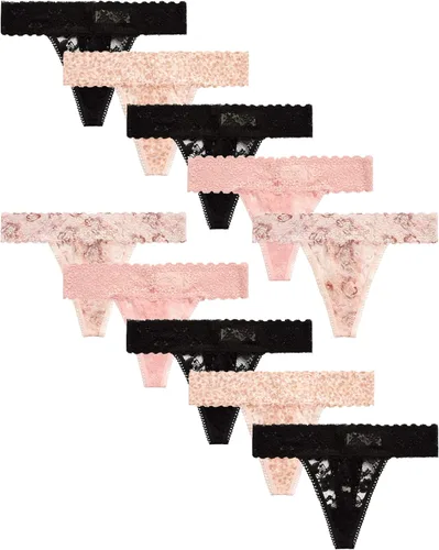 Jessica Simpson Ropa interior para mujer, paquete de 10 calzones de microfibra elástica con encaje (S-XL)