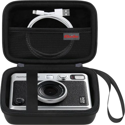 Elonbo Estuche de transporte para cámara instantánea Fujifilm Instax Mini EVO/cámara híbrida de película instantánea EVO, 2 en 1 portátil mini Negro