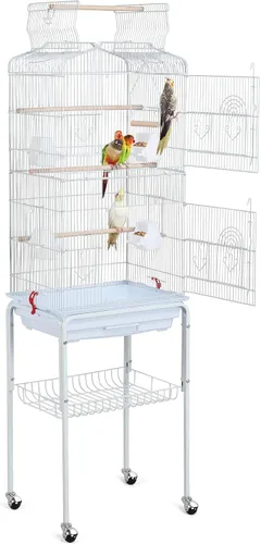 Vista 11 de Yaheetech - Jaula para pájaros con parte superior abierta, 64 pulgadas, para periquitos y cacatúas, color negro