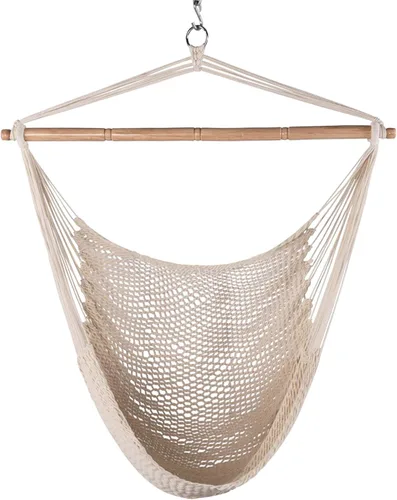 Lazy Daze Hammocks Chair Caribbean - Silla colgante de cuerda tejida del Caribe con barra separadora de madera dura de 40 pulgadas y cuerda de